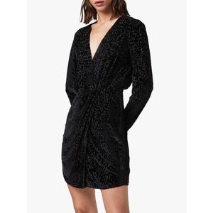 Allsaints Laney Devore Velvet Long Sleeve Dress